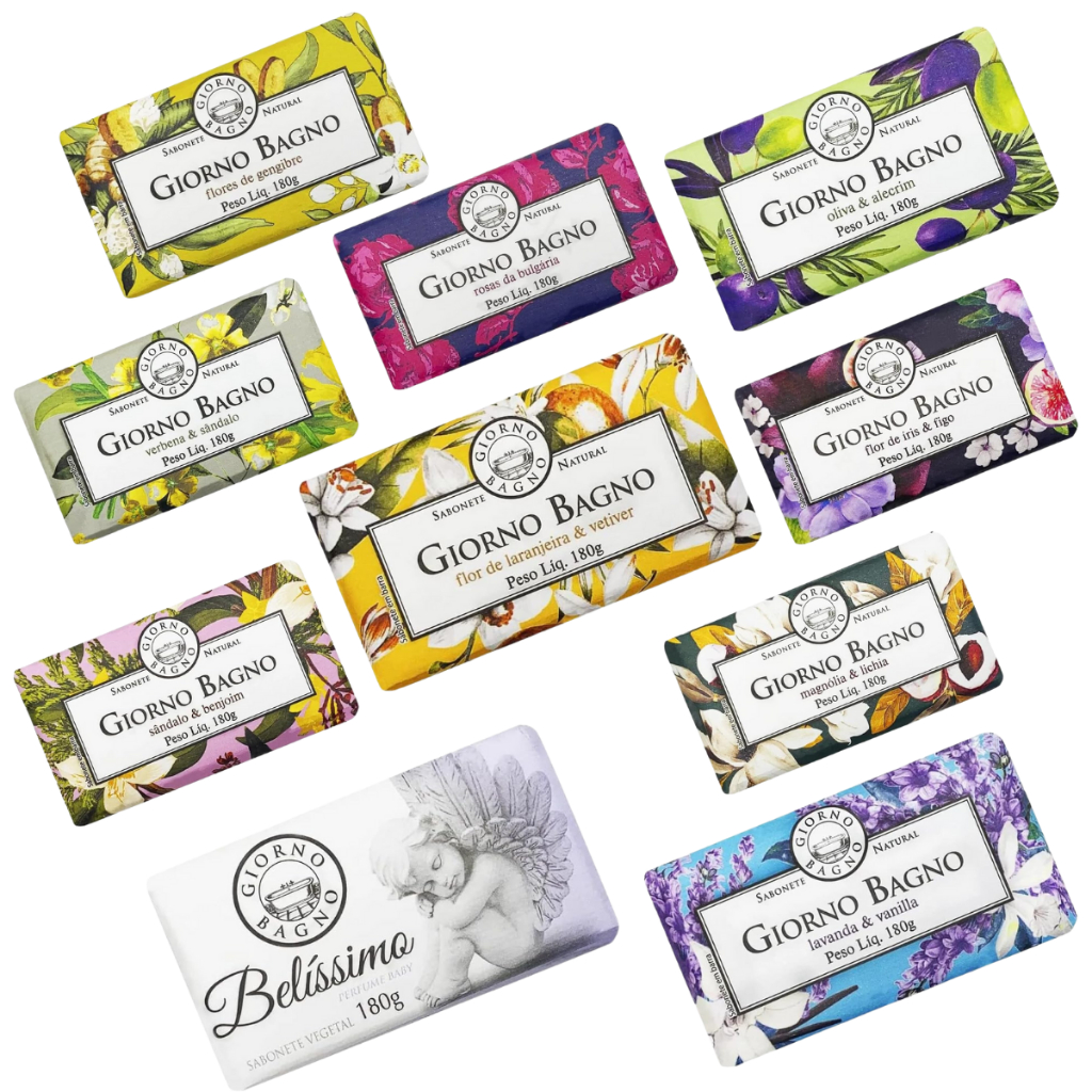 Kit 10 Un Sabonete Barra Puro Vegetal Giorno Bagno