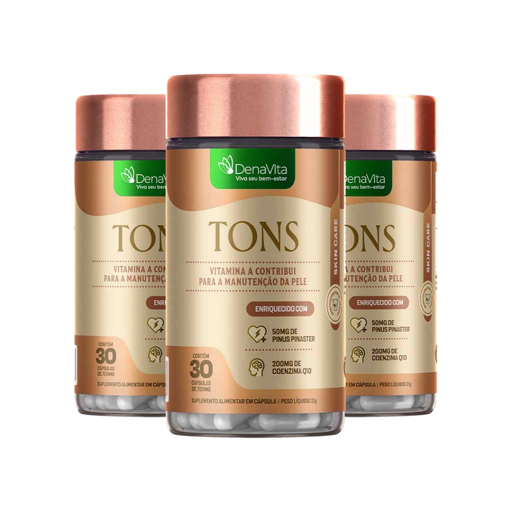 Kit 3x Pote TONS Enriquecido Com Pinus Pinaster e Coenzima Q10 Clareador de Pele via Oral ...