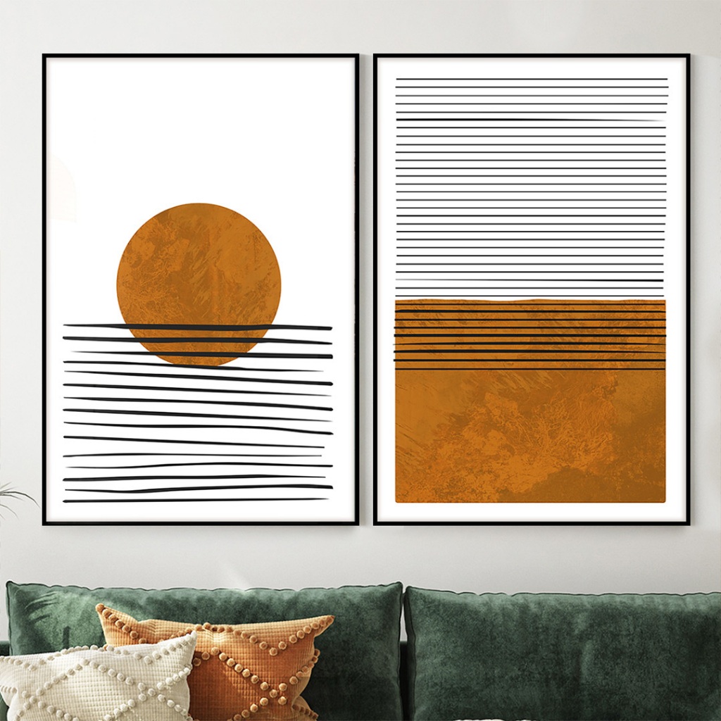 Quadro Boho Chic Kit 2 Quadros Decorativos Com Moldura Quadro Abstrato Grande So