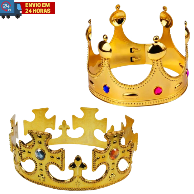 Coroa de Rei ou Rainha Plástico Ajustável Festa Fantasia Cosplay