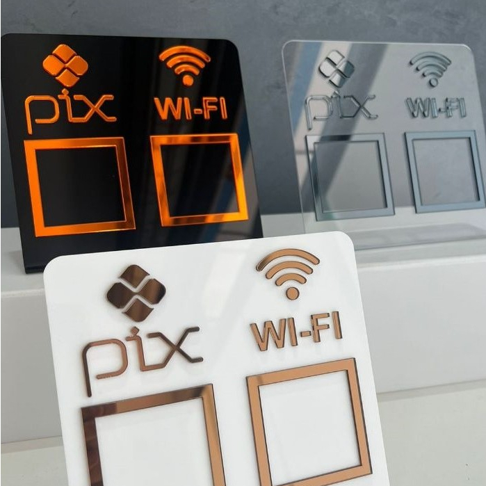 Placa Pix Wifi QrCode Acrílico Display Duplo Mesa Balcão — imagem 2 de 2
