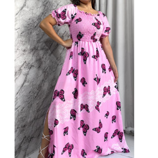 Vestido longo manga bufante com forro comemoração aniversário casual em Oferta na Shopee