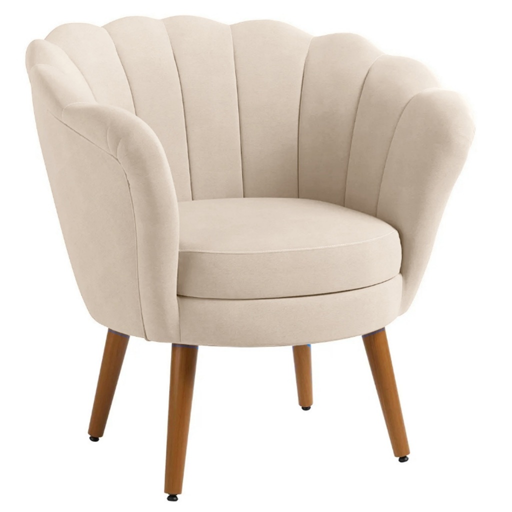 Poltrona Decorativa Flor Pés Palito Veludo - Kimi Design
