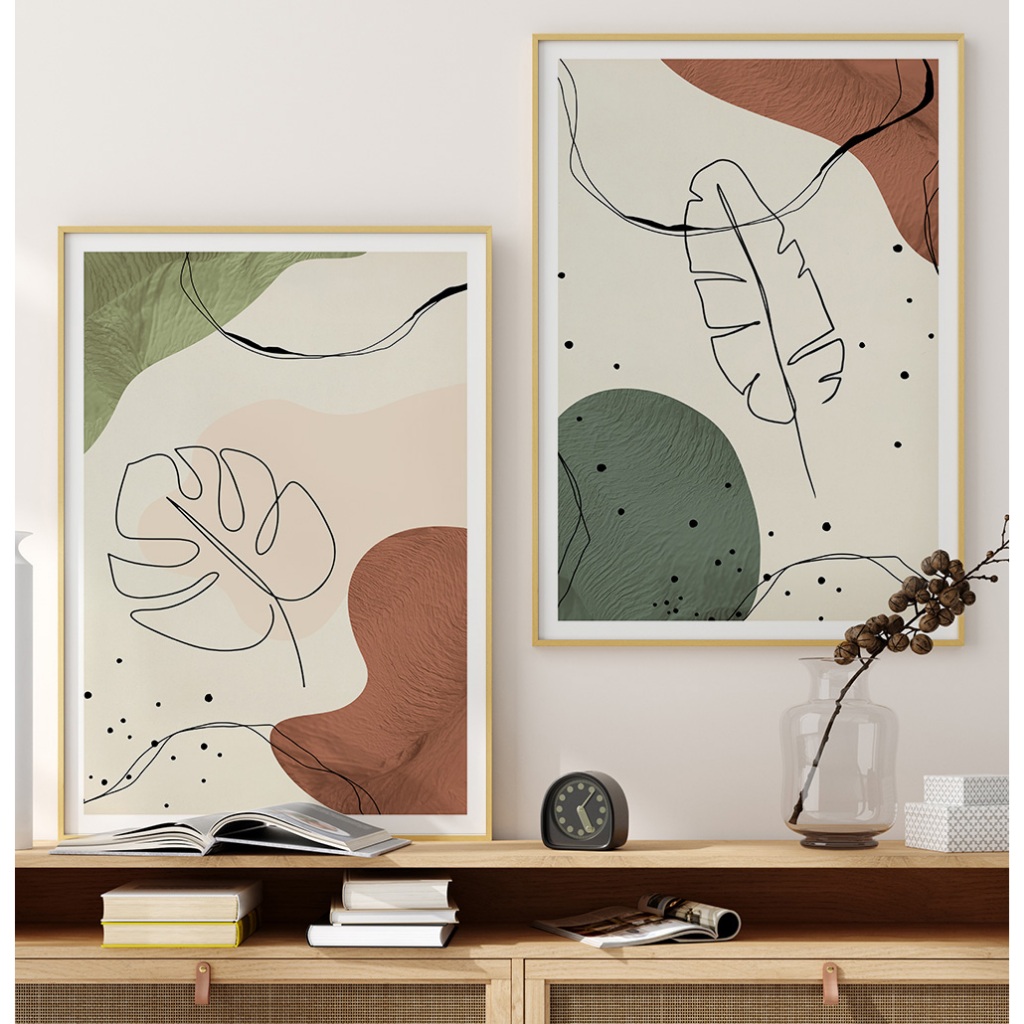 Quadro Minimalista Quadro Com Moldura E Vidro Quadro Decorativo Sala Quadro Quarto Linhas Boho Duo