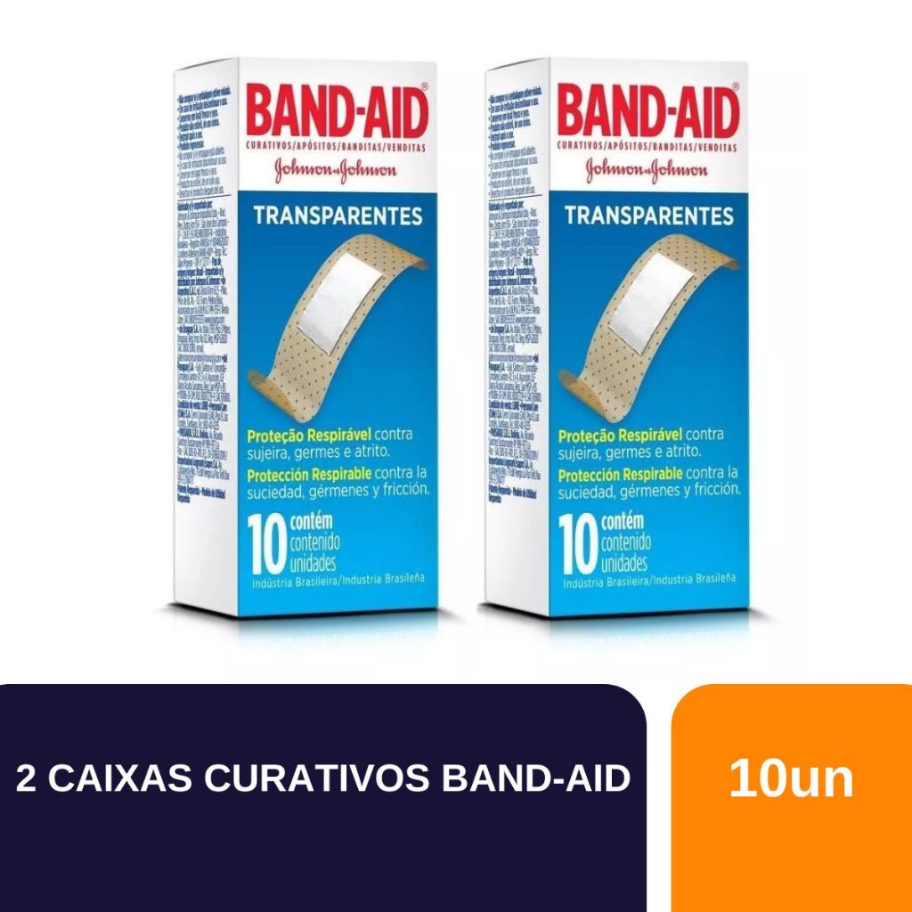 Kit 2 Caixas Curativo Band-Aid Transparente com 10 Unidades em Oferta na Shopee