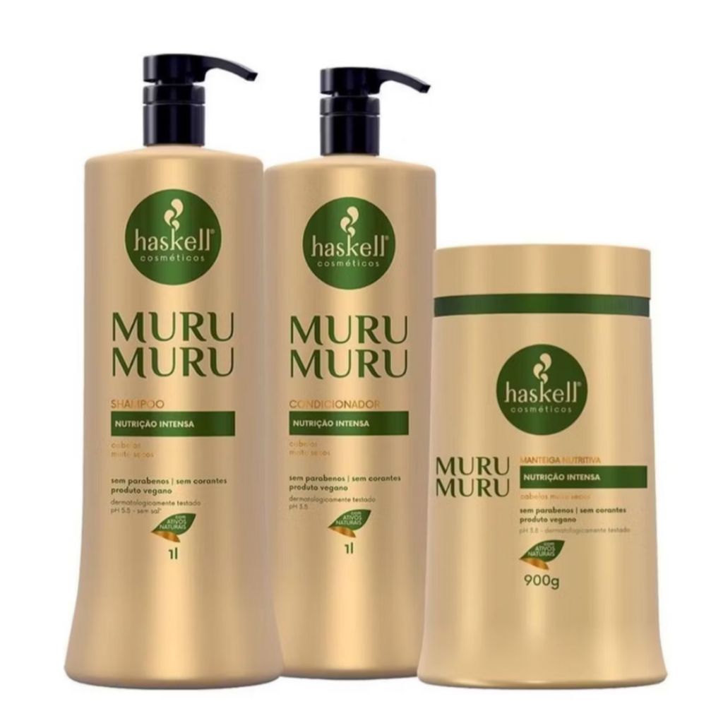 Kit Haskell Murumuru Shampoo 1L + Condicionador 1L + Máscara 900g