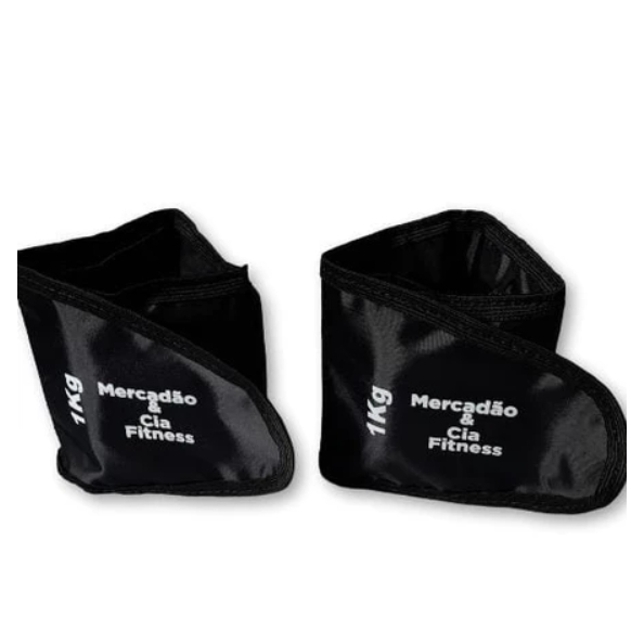 Mercadão & Cia Par de Caneleira de 1,2,3,4,5 kg Preta Academia Musculação Fitness CrossFit