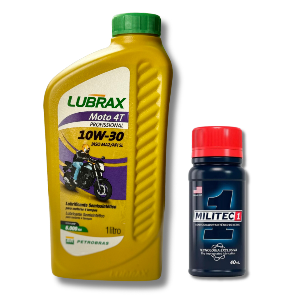 KIT TROCA DE ÓLEO LUBRAX 10W30 + MILITEC 40ml.
