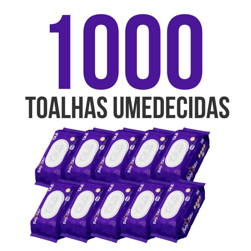 KIT COM 10 LENÇOS/TOALHAS UMEDECIDAS BABY STAR -ROXA C/100