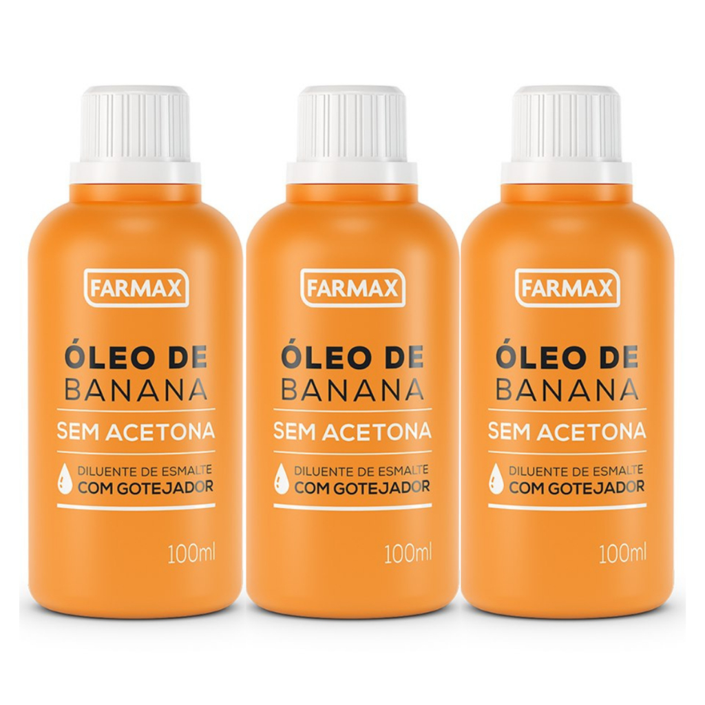 Kit 3 Óleo de Banana Diluente de Esmalte Farmax 100ml em Oferta na Shopee