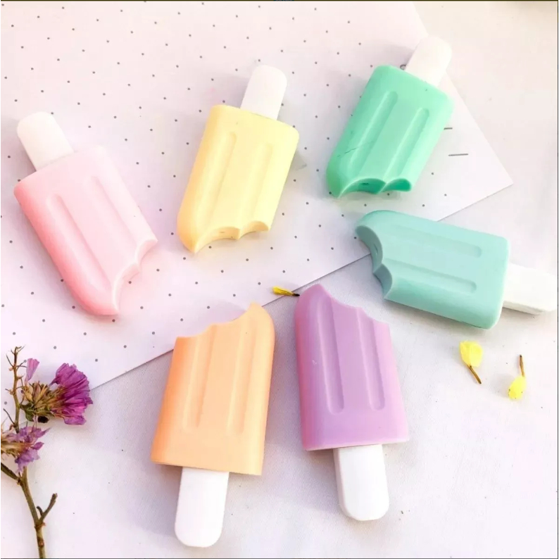 Kit Mini Marca Texto Tons Pastéis Neon Coloridos Canetas Escolar Volta as Aulas Estojo 6UN