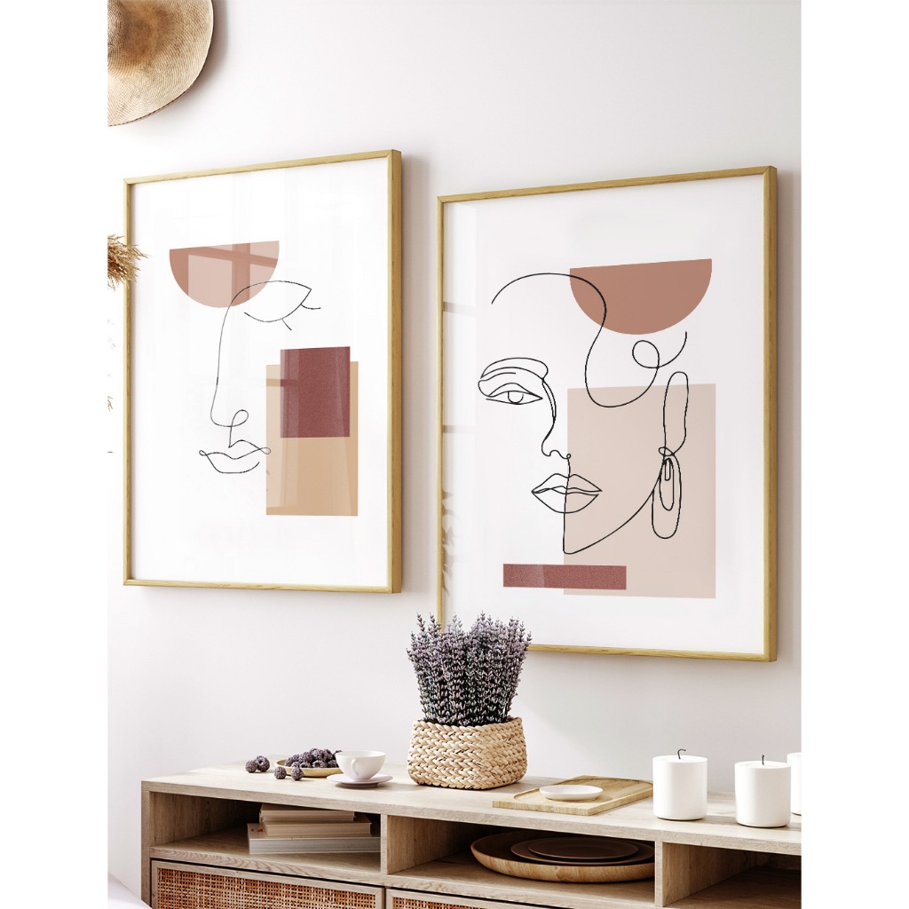 Quadro Abstrato Minimalista Com Moldura Quadro Decorativo Sala Quadro Quarto Fem