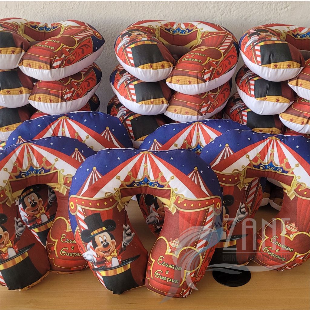 15 Almofadas de Pescoço Pequena Circo do Mickey Personalizada Festas Lembrancinhas Batizados Aniversário Almofada