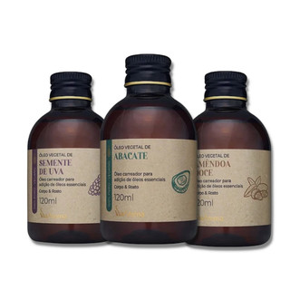 Óleo Vegetal Puro Carreador Via Aroma Natural 120ml Uva Amêndoas Abacate Argan Calêndula Girassol