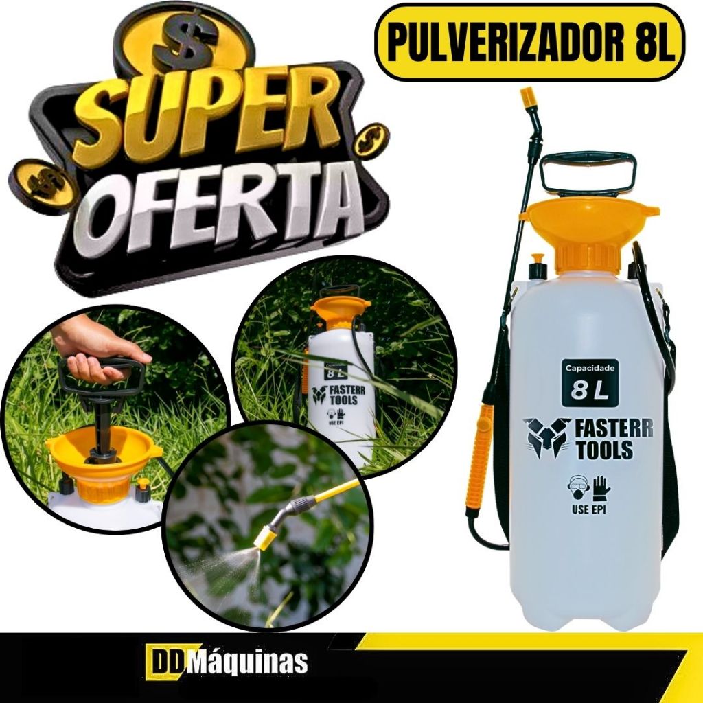 Pulverizador Borrifador Manual Com Bomba e Mangueira 8 Litros FST030 - Faster em Oferta na Shopee
