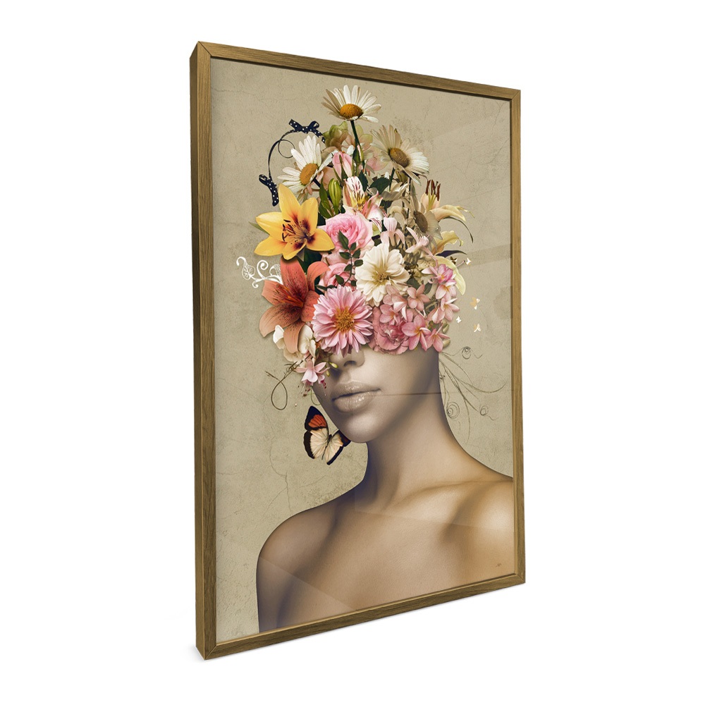 Quadro Decorativo COM MOLDURA E Vidro Grande Sala Quarto Quadro Decorativo Escritório Flores Mulher · foto 2