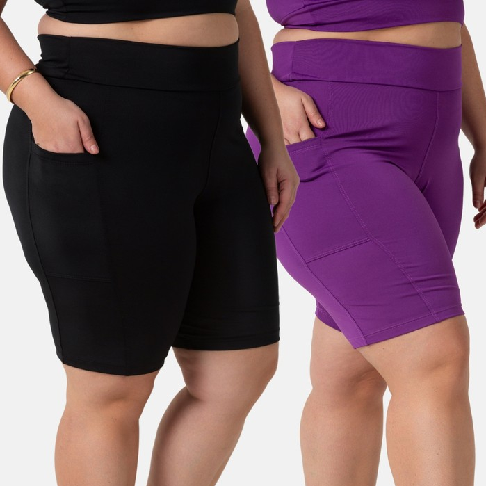 Kit 2 Bermudas Feminina Plus Size Suplex com Bolso 103749-K2 em Oferta na Shopee