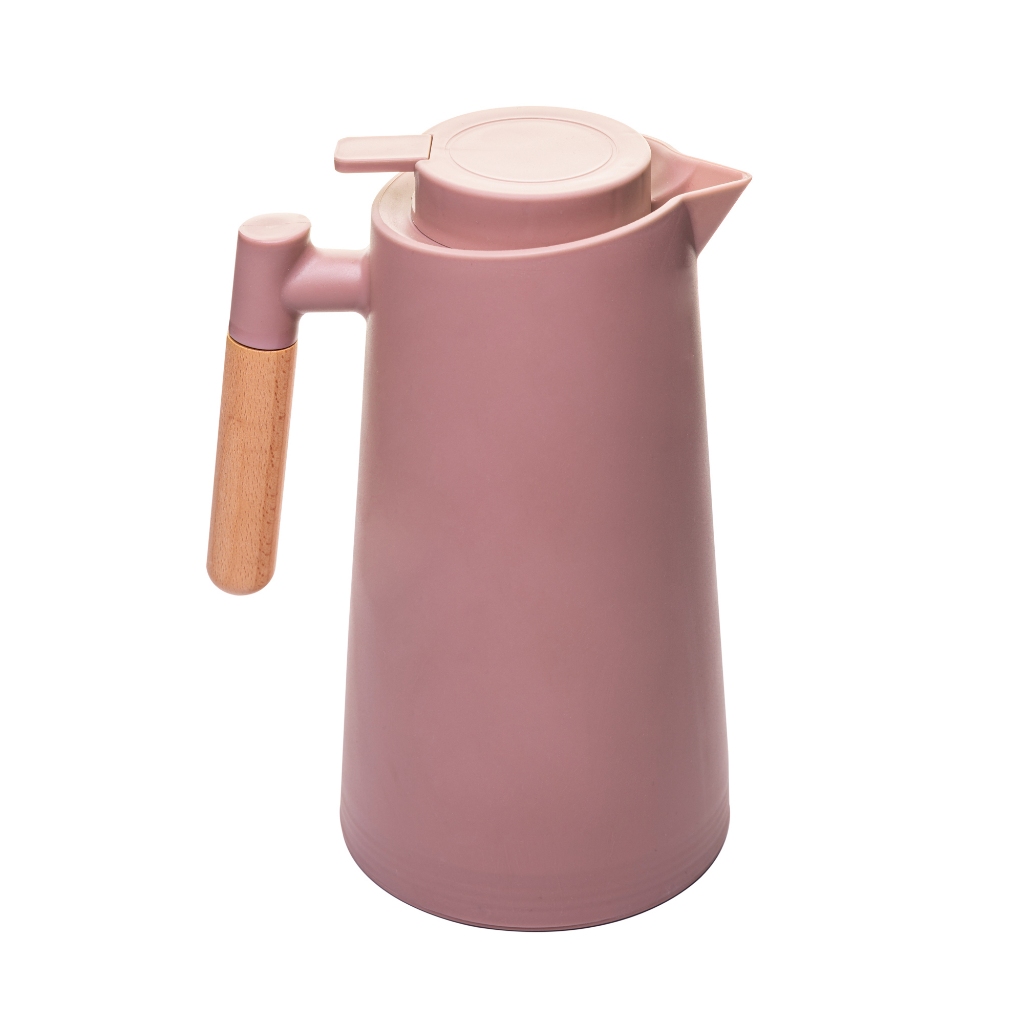 Garrafa Térmica de Plástico com Cabo de Madeira Escandinávia Nude 1L - Lyor
