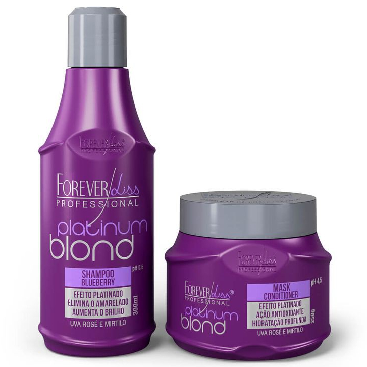 Forever Liss Kit Matizador Platinum Blond Desamarelador Shampoo + Máscara
