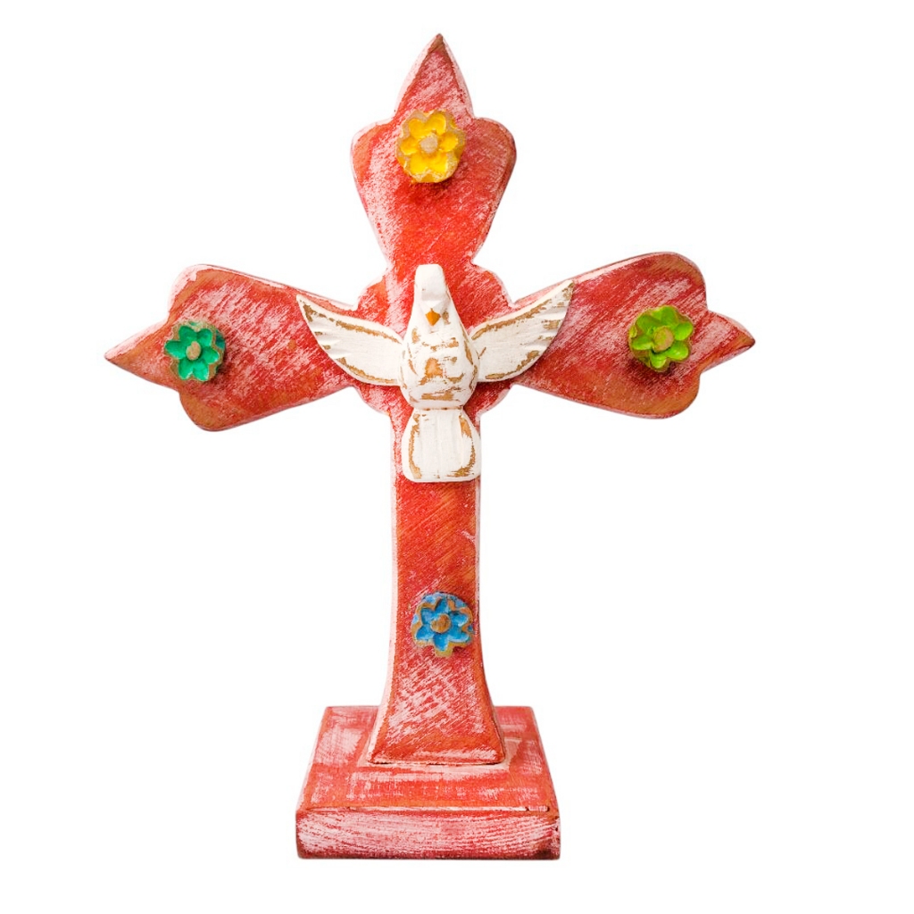 Cruz Crucifixo Madeira Grande de Mesa com a imagem 30x25cm