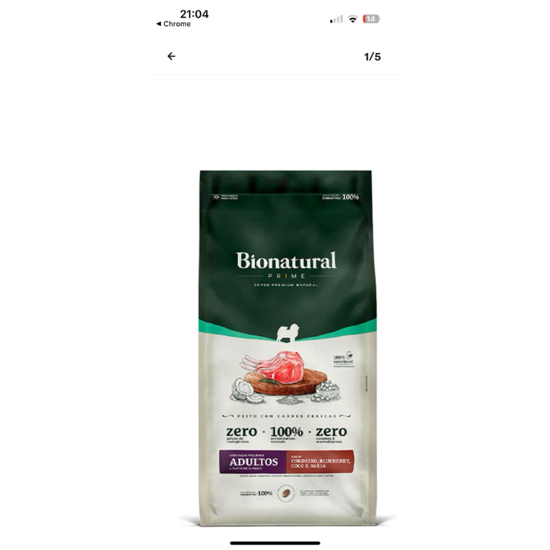 Ração Bionatural Prime Cães Adultos Raças Pequenas Cordeiro, Blueberry, Coco e Aveia 15 kg em Oferta na Shopee