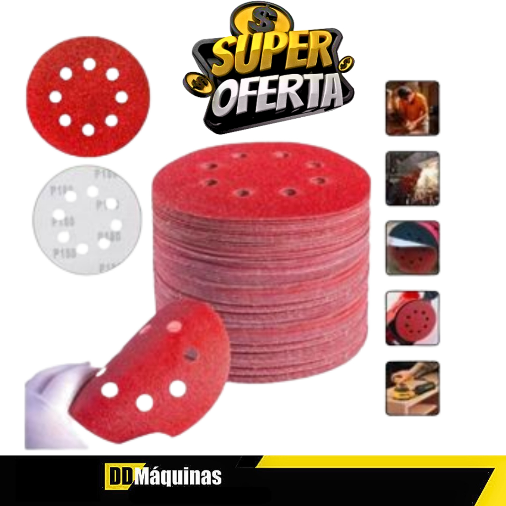 Kit Com 10 Pacotes De Discos De Lixa Hookit 125mm GR 120 - Mtx em Oferta na Shopee