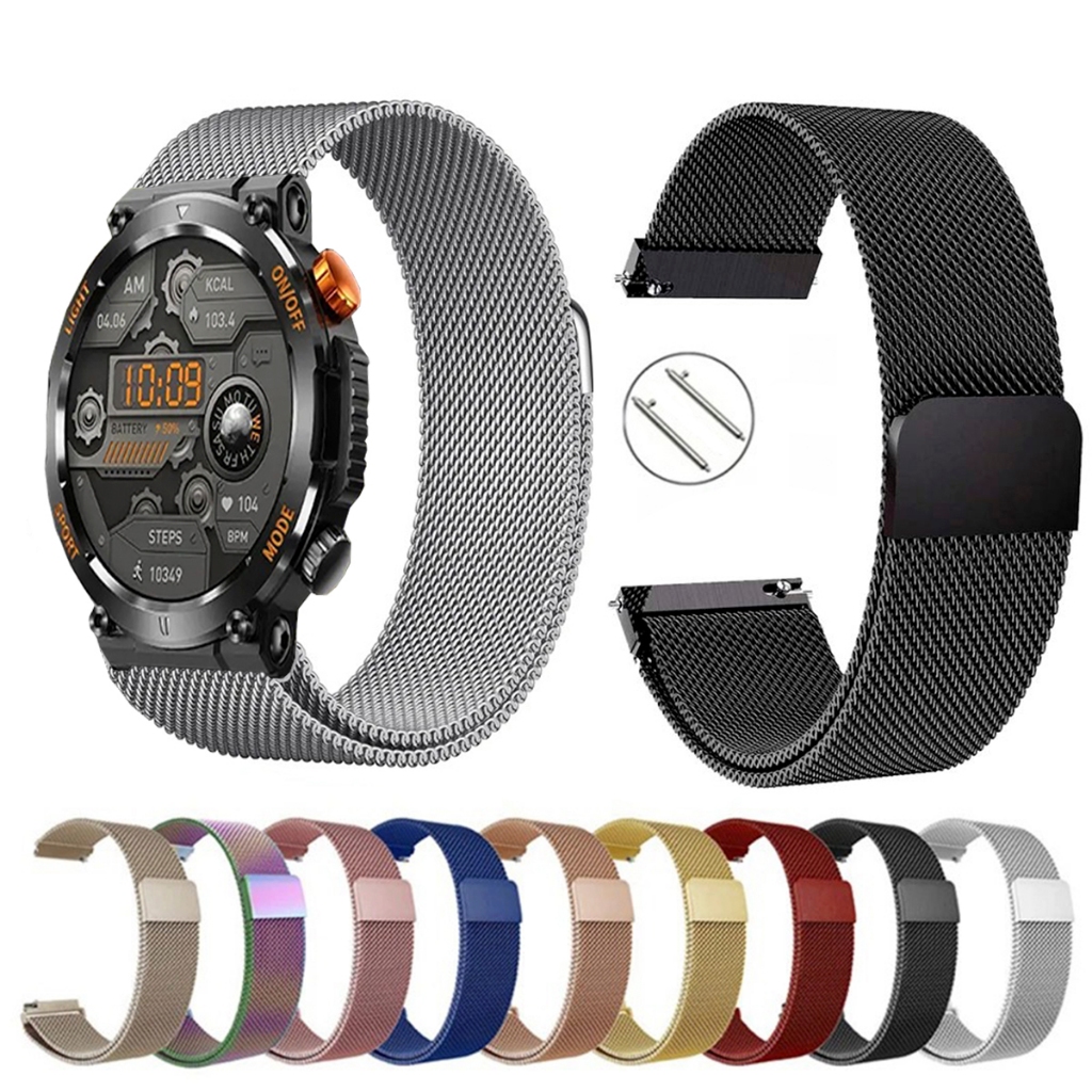 Pulseira de 22mm milanesa aço inox para Smartwatch Colmi V68 de Engate Rapido