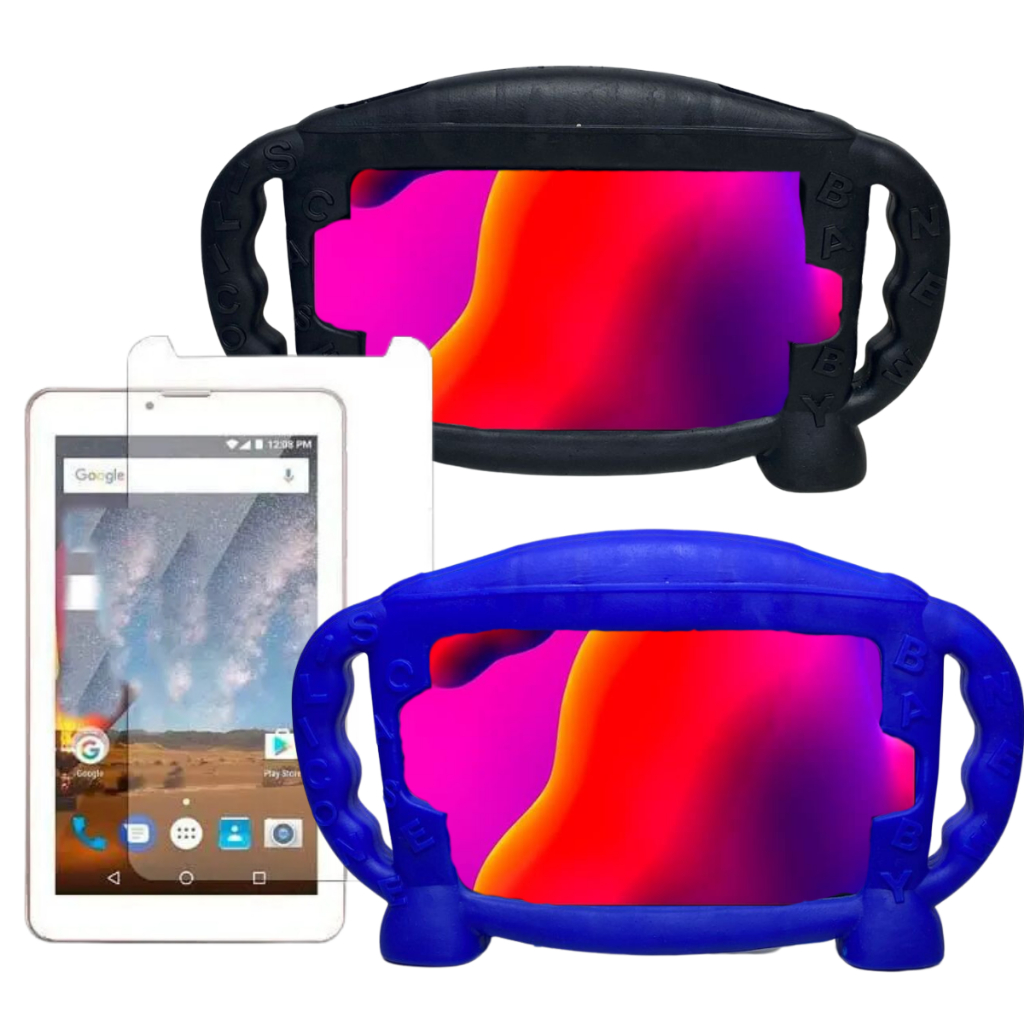Capa infantil suporte Azul + Pelicula p/ Tablet DL Positivo 7 polegadas
