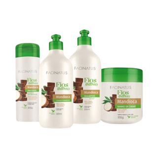 KIT CAPILAR MANDIOCA FIOS NATURAIS FACINATUS - 4 ITENS em Oferta na Shopee