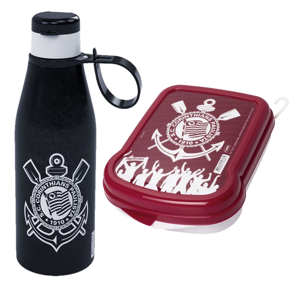 Kit Garrafa de Água e Sanduicheira do Corinthians Oficial