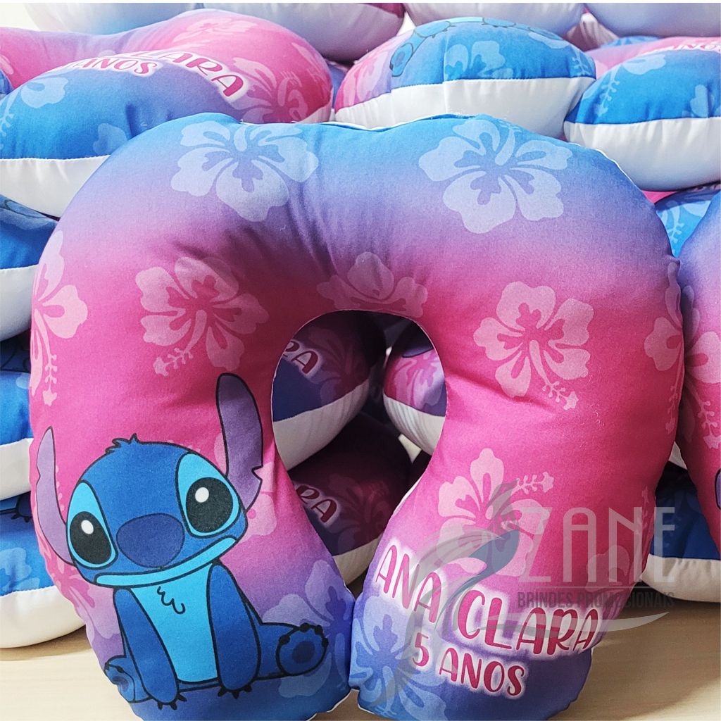 20 Almofadas de Pescoço Pequena Stitch e Angel Viagem Personalizada Festas Lembrancinhas Batizados Aniversário Almofada