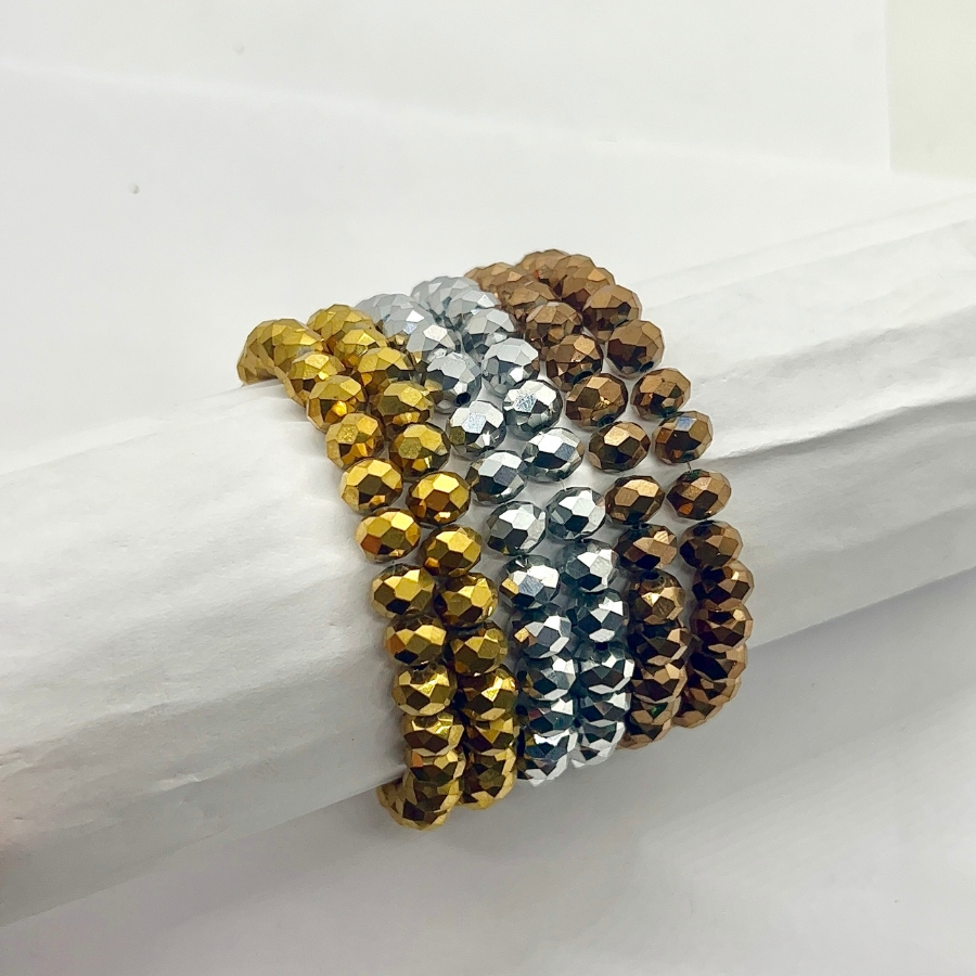 Kit 3 Fios de Cristal Facetado de Vidro 8mm Aprox.65 contas Colar Terços Pulseiras Guias em Oferta na Shopee