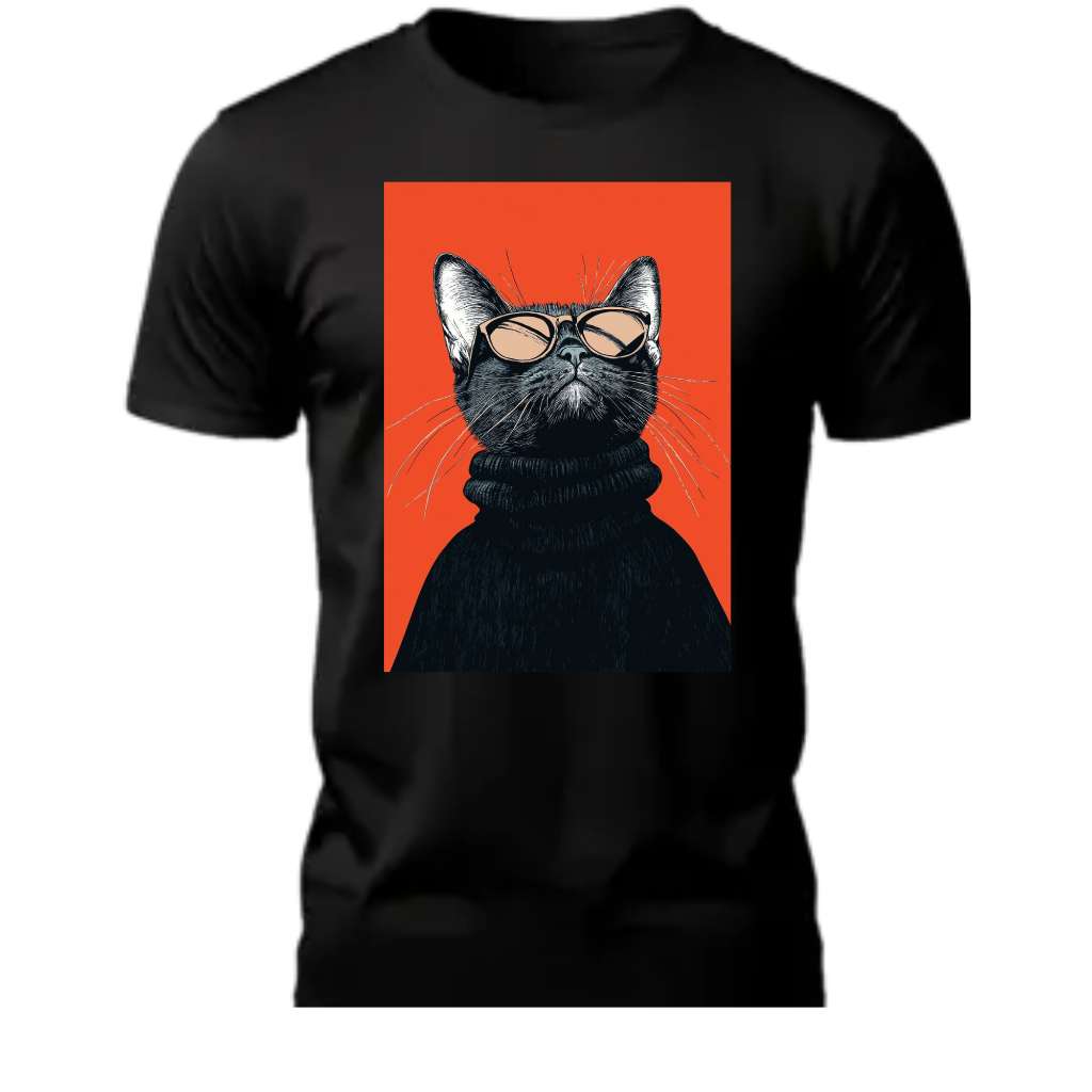 CAMISA ESTILOSA GATO ESTAMPAS VARIADAS ADULTO E INFANTIL TSHIRT DE ALGODAO