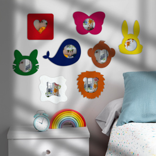 Espelho Infantil Temático Decoração Bebê p/ Quarto Espelho Criança em Metal Colorido 35x25cm em Oferta na Shopee