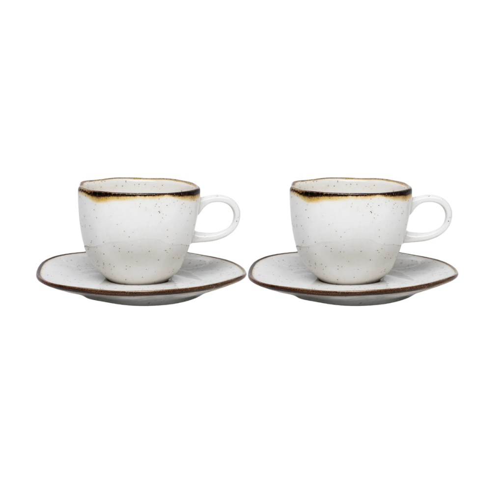 Conjunto 2 Xicaras E Pires Cafézinho Ryo Porcelana Oxford (75ml)