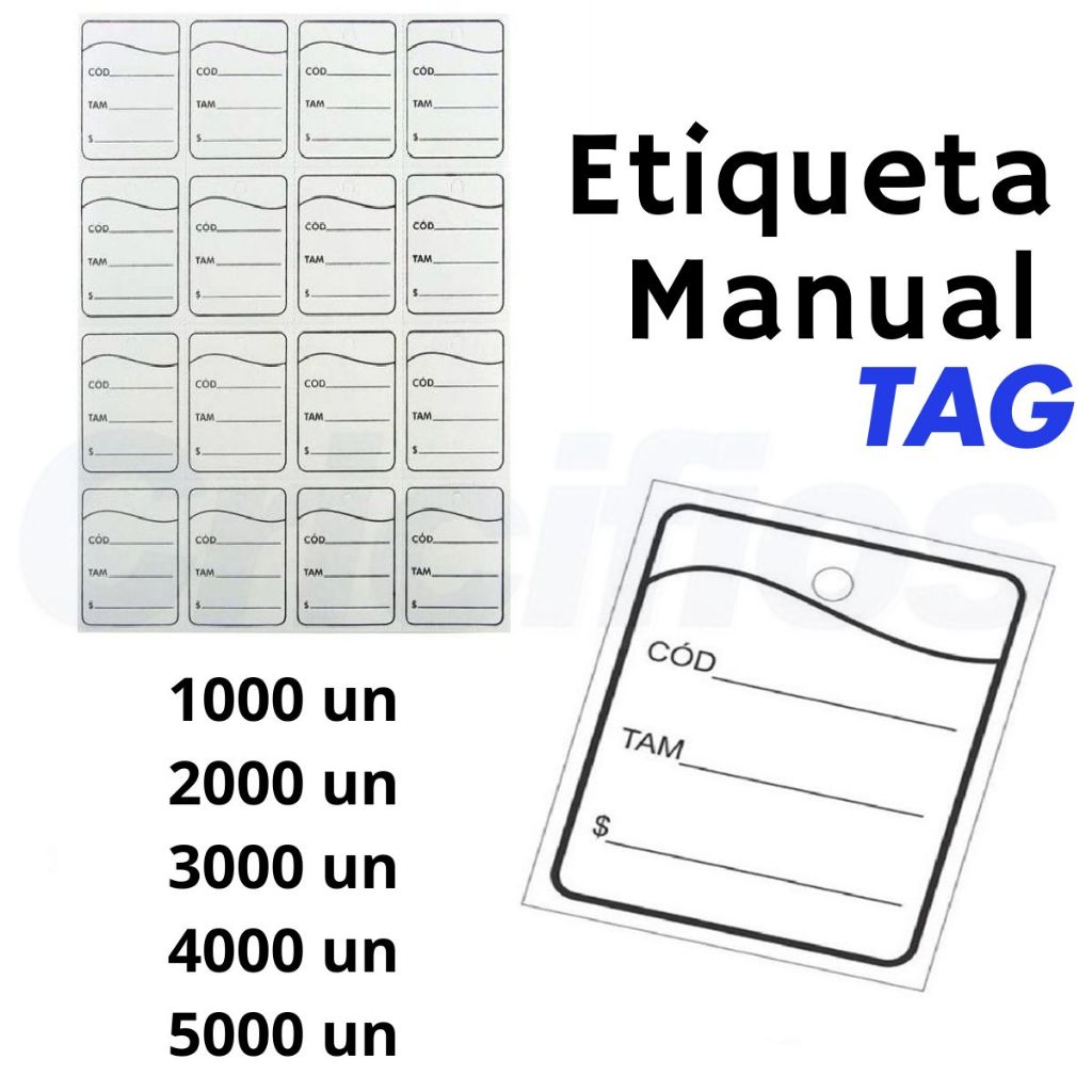 Etiquetas para Uso Manual TAG Preço Roupas | Cartela Branca