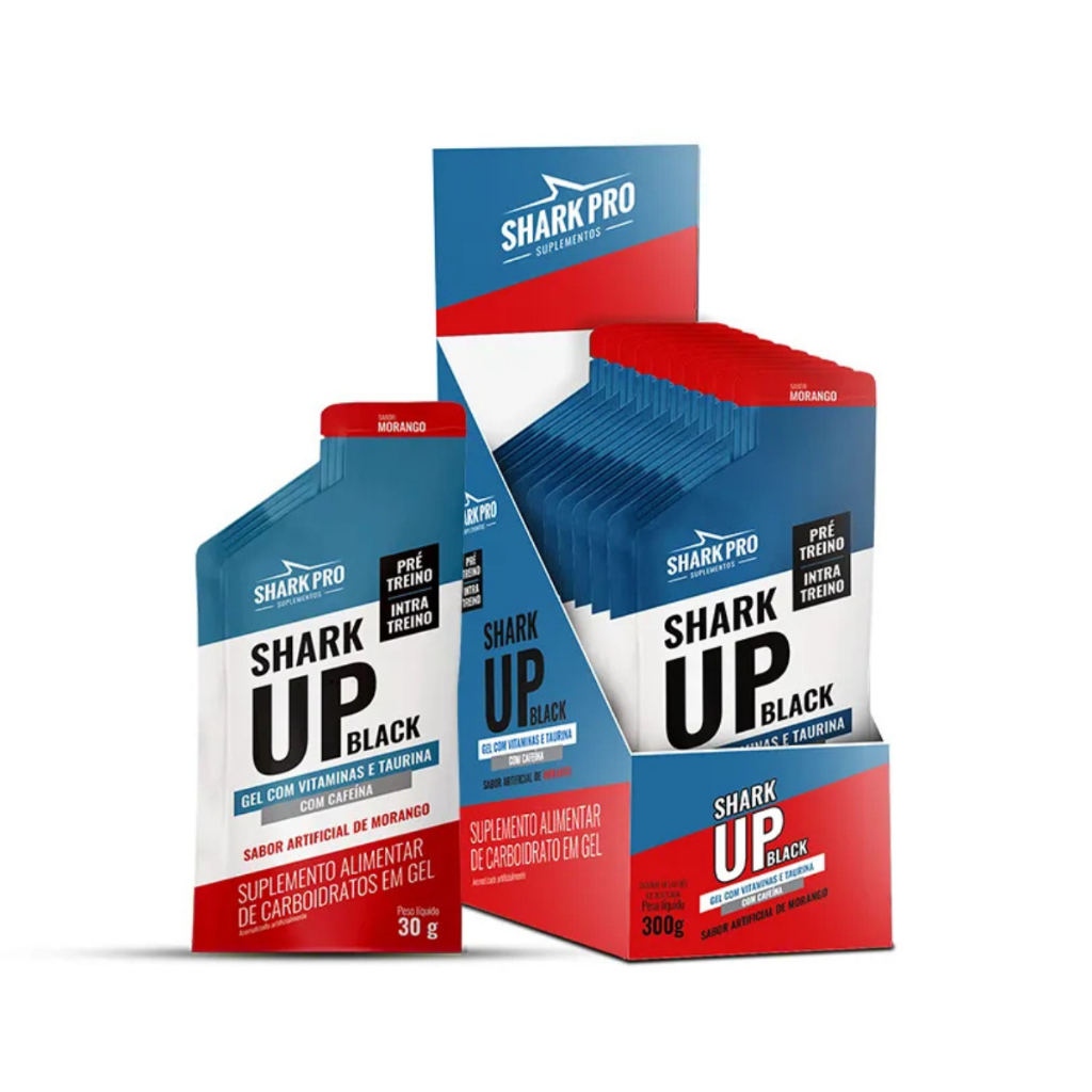 Shark Up Black Gel 30g - Gel Energético com Cafeína, Taurina e Vitaminas