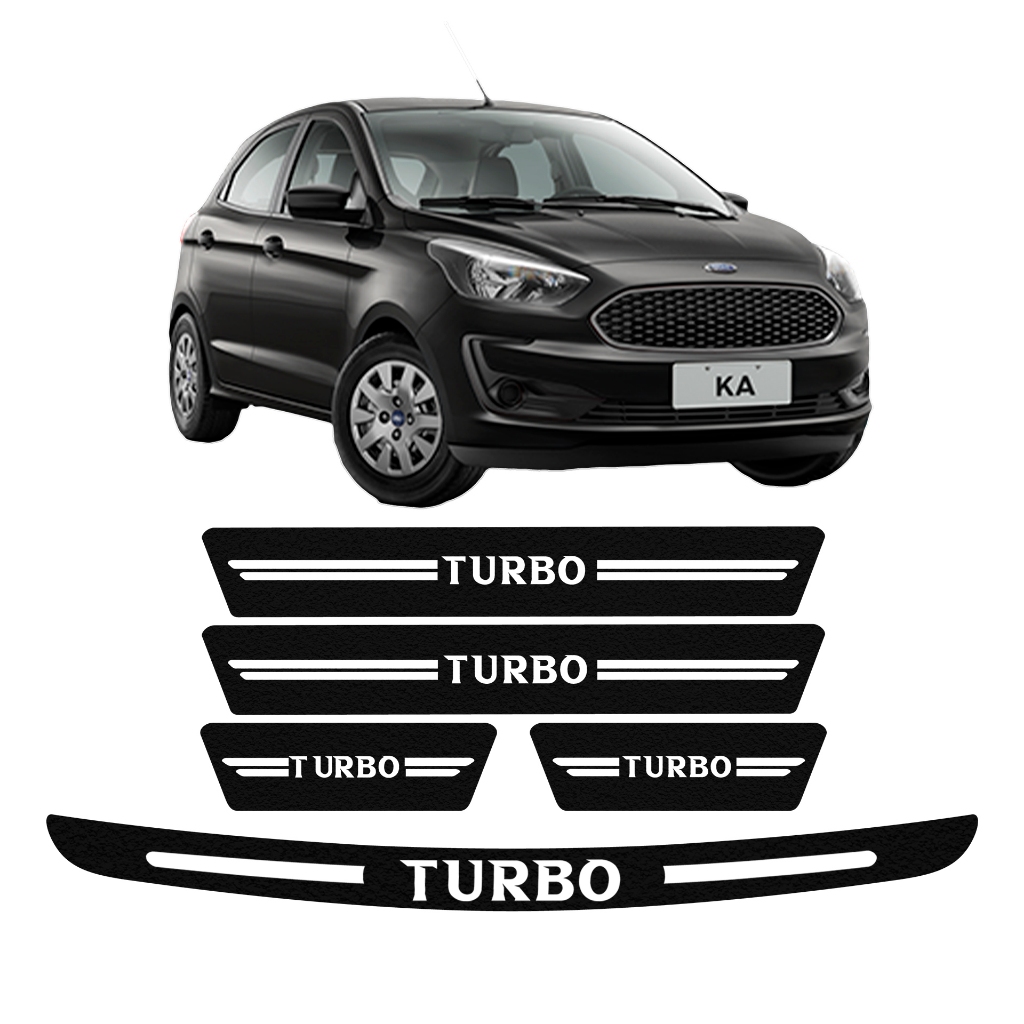 KIT SOLEIRA DE PORTA + PORTA MALA FORD KA UNIVERSAL DIVERSAS CORES ADESIVO TURBO PERSONALIZADO