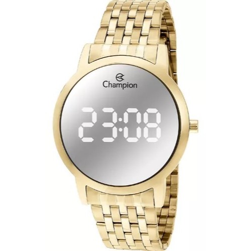 Relógio Feminino Champion Digital Dourado Original Presente Estiloso Moderno Amarelo Ch40099b - Watches