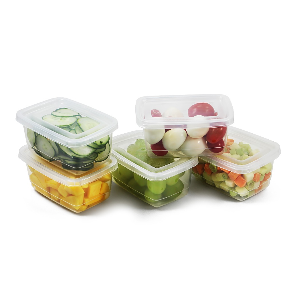 Jogo 5 Potes Retangular Pequeno 260ml com Tampa, Kit Pote Plástico BPA free, Conjunto Pote Mini Retangular Fitness em Oferta na Shopee
