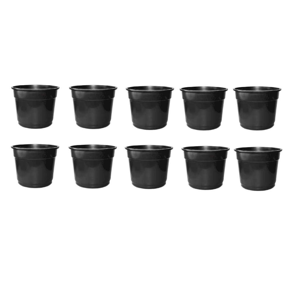 Vaso Plástico Preto 10 Un Redondo 13x10cm Cactos Nutriplan