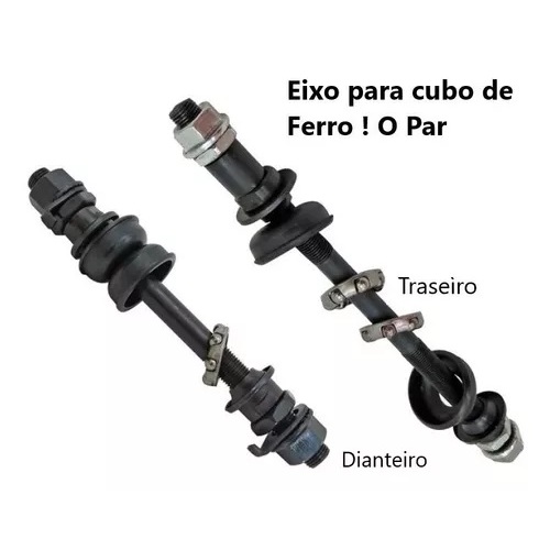 Eixo Traseiro + Eixo Dianteiro Para Bicicleta Com Caixa e Colar
