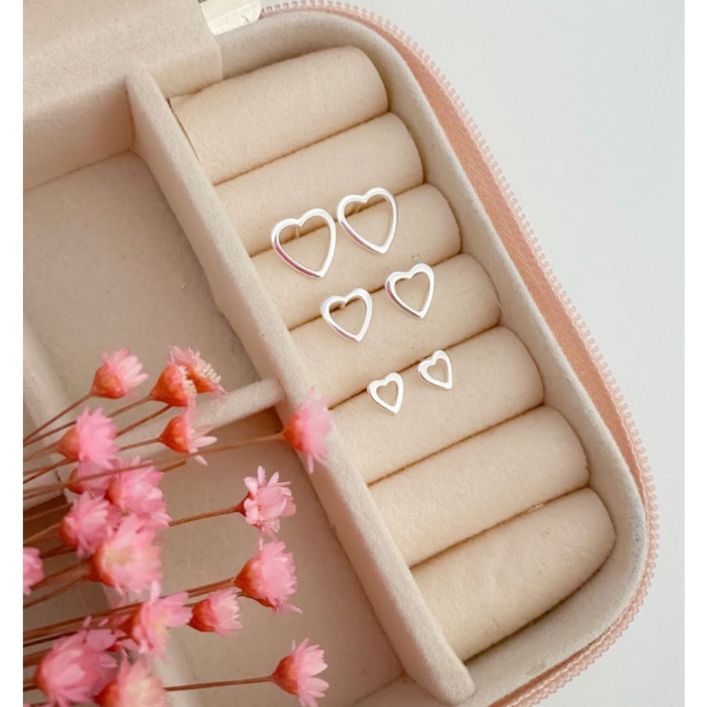Trio de Brinco Coração Vazado FOLHEADO A Prata 925 ENVIO IMEDIATO em Oferta na Shopee