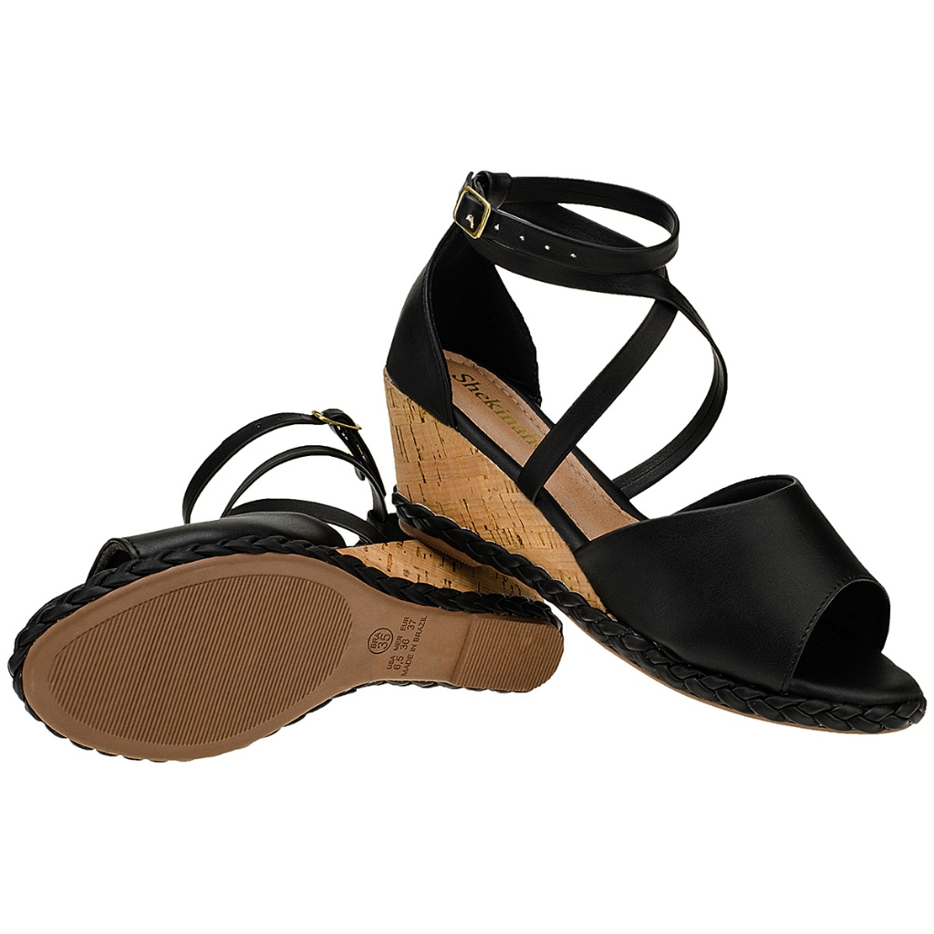Sandália Feminina Anabela Salto Plataforma Shekinah Tiras Cruzadas Confortável Casual Moda em Oferta na Shopee