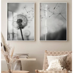 Quadro Dente De Leão Preto E Branco Com Moldura Quadro Decorativo Sala Quadros Decorativos Quarto