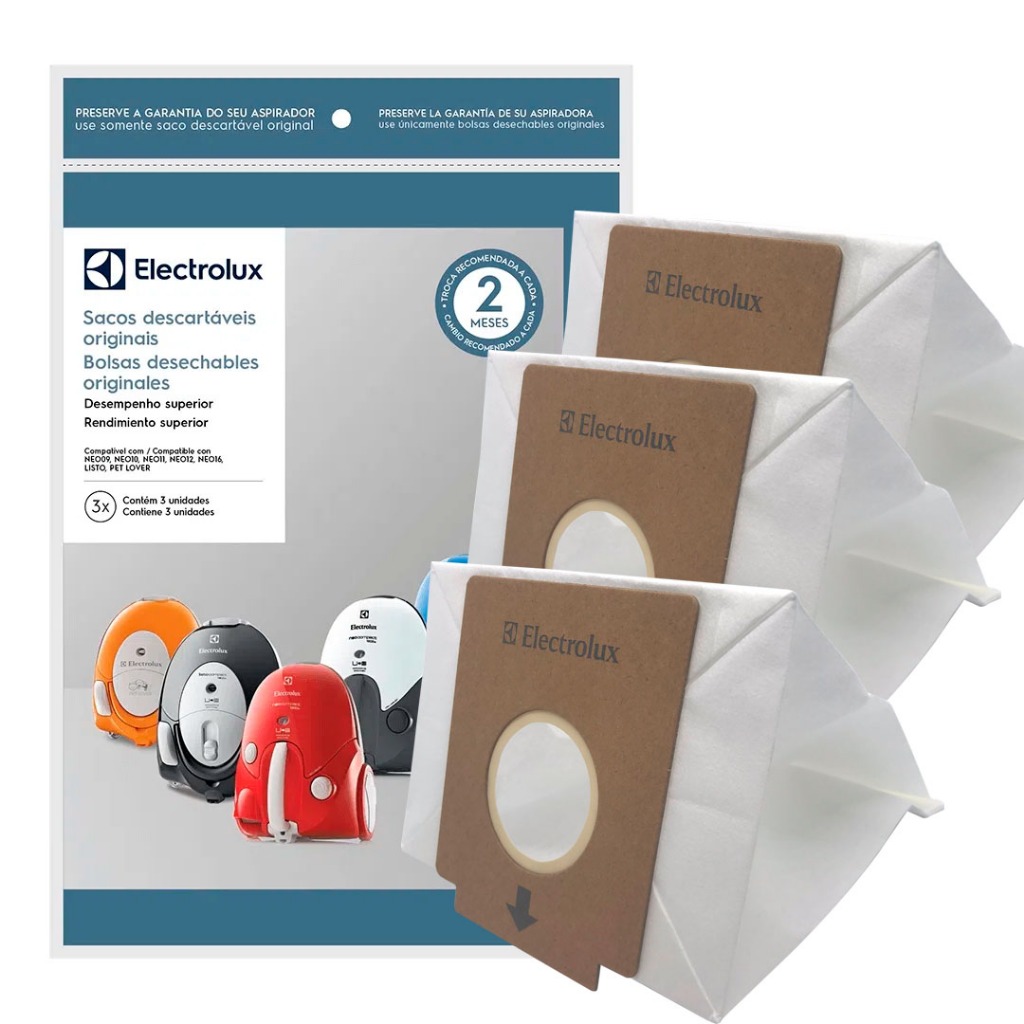 Saco Descartável do Aspirador Electrolux Neo Listo Petlover 3un