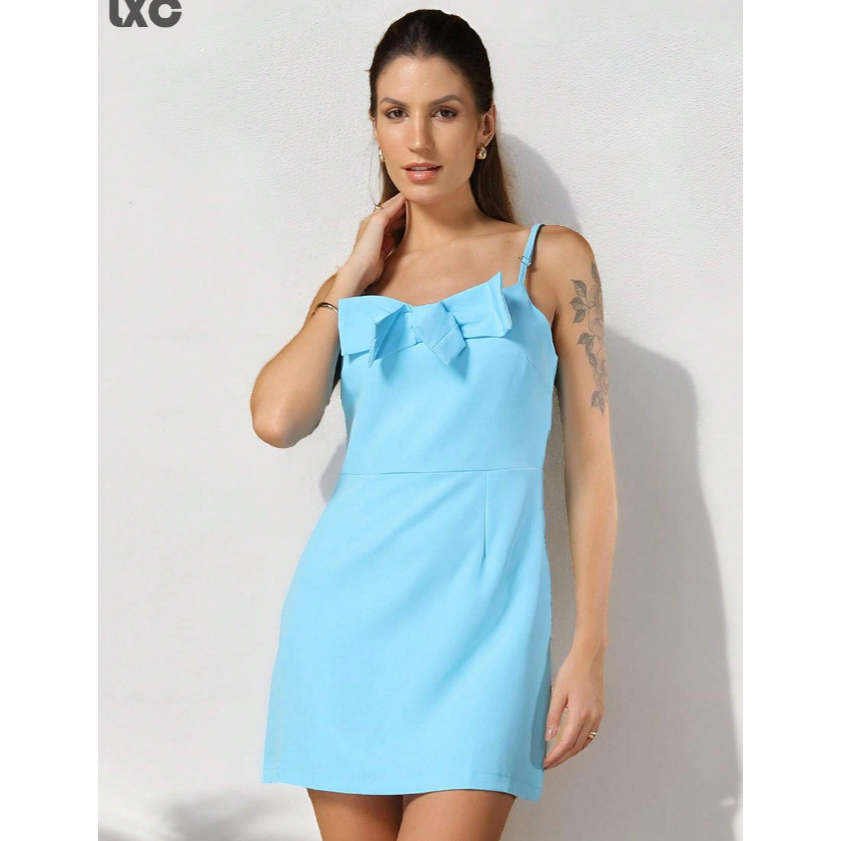 LXC Vestidos Curtos Femininos Casual,Vestido Midi Feminino Algodão,Vestido Costas Abertas Regulável