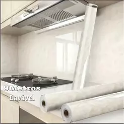 papel de parede Adesivos para cozinha 9 Metro x 60 cm Resistente a Agua/Óleo material lavável