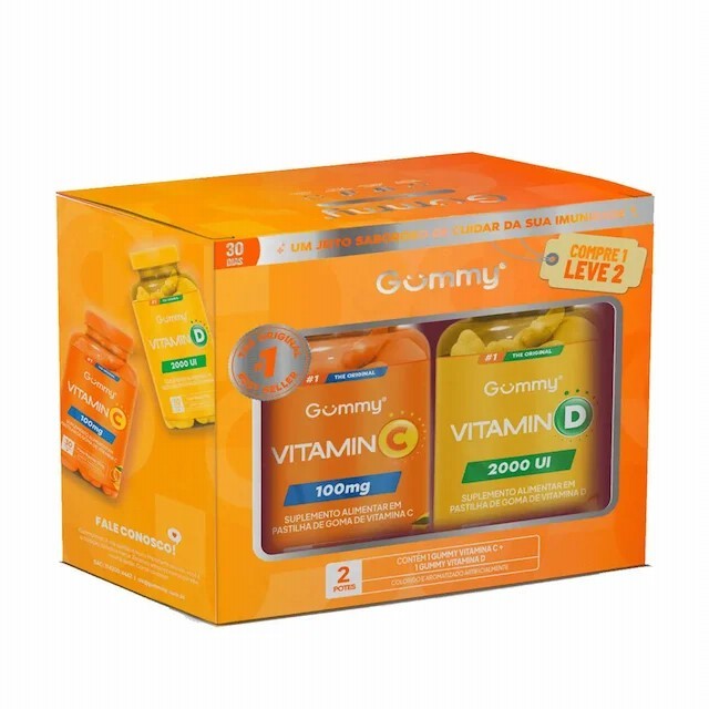 Kit 2 Potes Gummy Vitamin - Vitamina C + Vitamina D