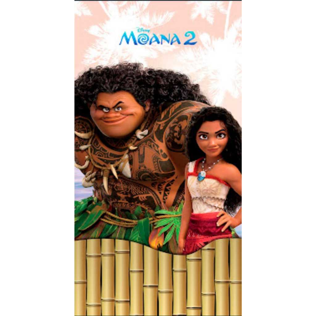 PAINEL DE FESTA COM 1 CAPA VERTICAL TEMA ( MOANA 6 LATERAL 1 ) DE TECIDO  SUBLIMADO